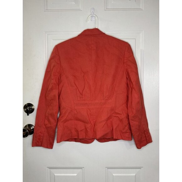 TALBOTS Irish Linen 100% Linen Red Orange Blazer Formal Casual Preppy Travel 8 - Picture 2 of 9